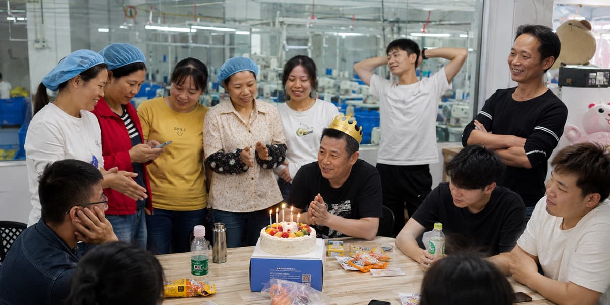 Workshop birthday celebration — small team, big smiles