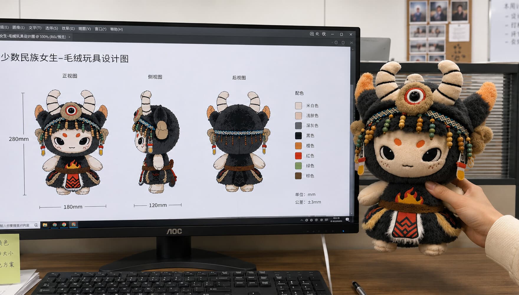 Child's drawing turned into a custom plush toy by CozyPuff